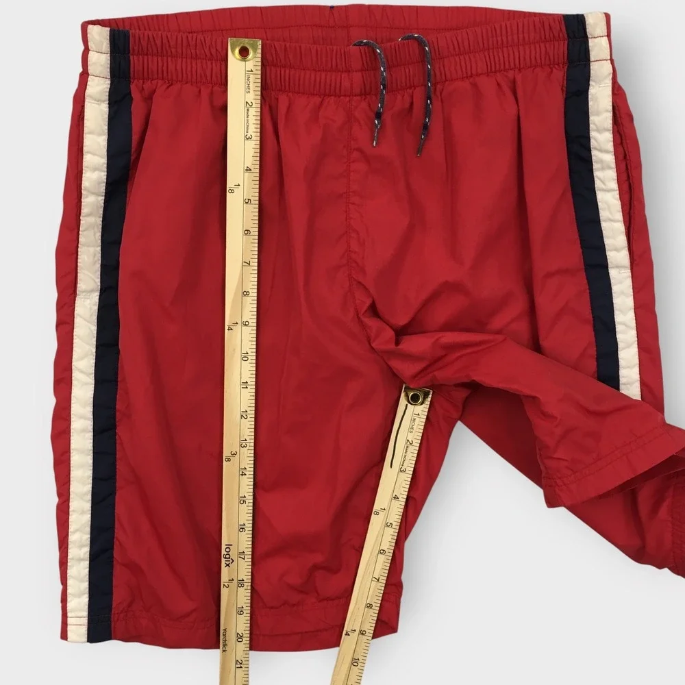 Vintage Polo Sport Ralph Lauren Swim Trunks Red Striped Lined Shorts‎ Size L
